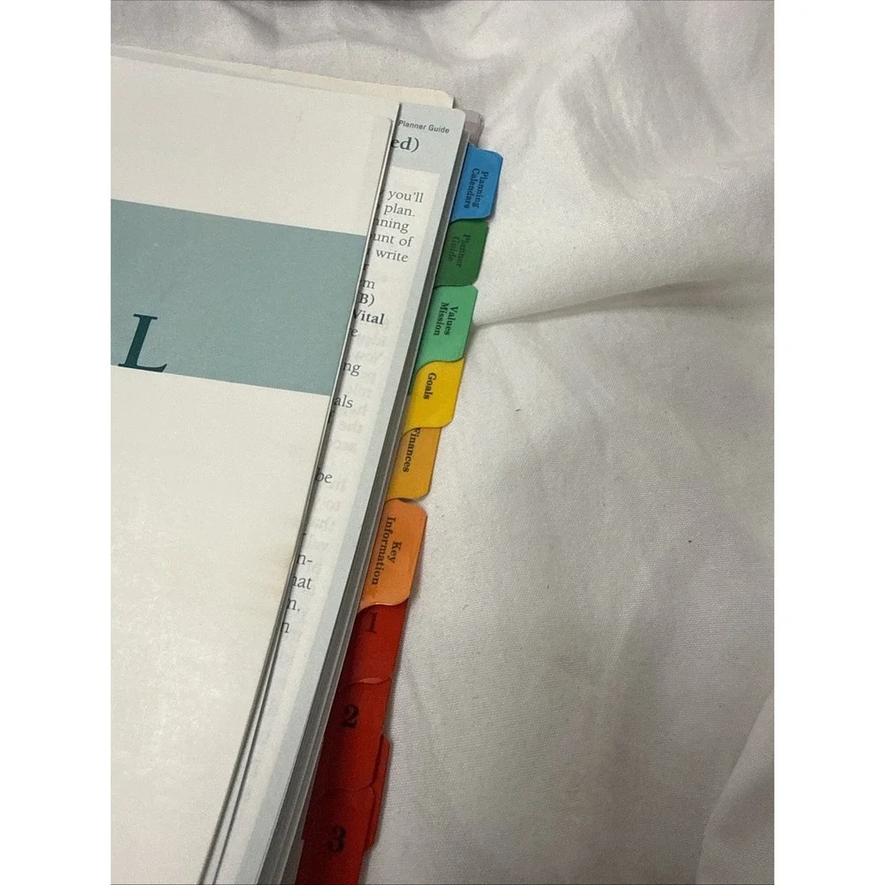 Franklin Covey BLACK  7 large Ring Binder Planner Faux Leather Inserts Guide Tab